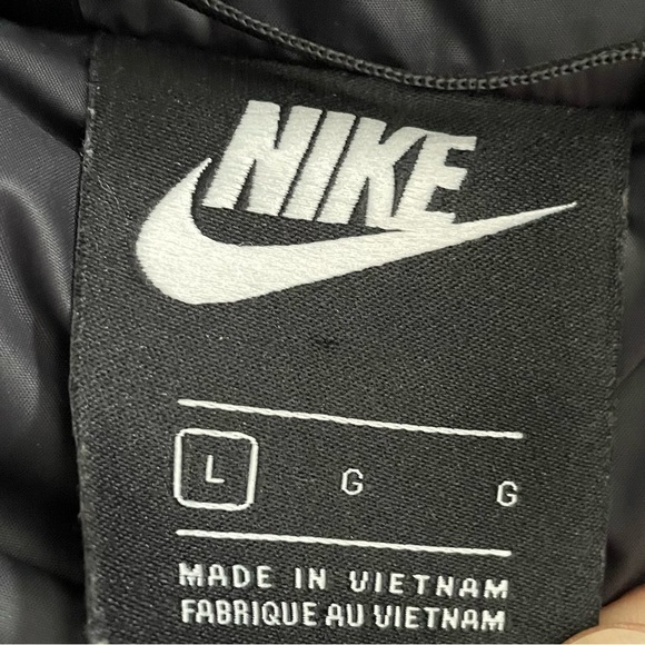 Nike Men's Blue Hooded Duck Down Puffer Jacket Winter Coat Large Zipped Pockets - Picture 4 of 9